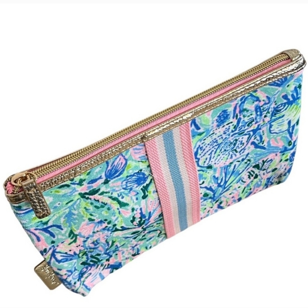 Lilly Pulitzer GWP Zip Top Pouch, Surf Blue, NWT